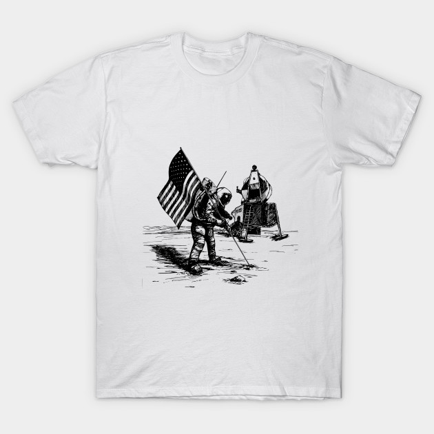 USA flag on the moon - space